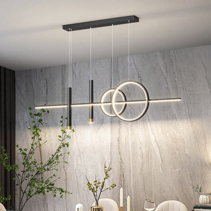 ثريا جزيرة LED مصنوعة من شريط سيليكون حديدي بتصميم عصري بسيط لغرفة الطعام 