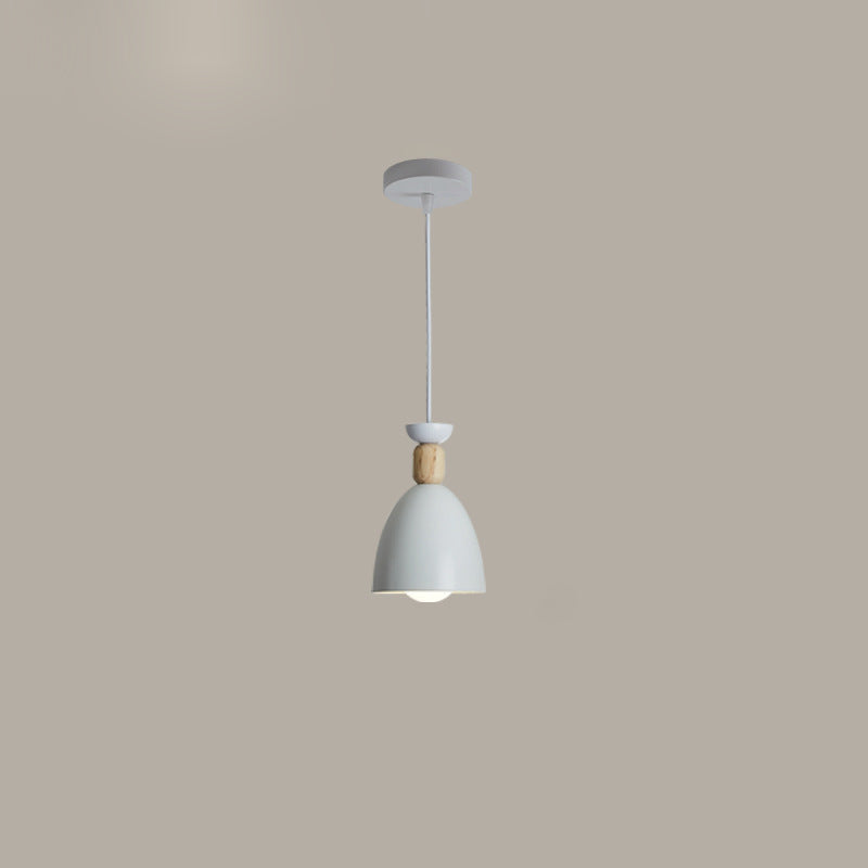 Modern Minimalist Round Cone Iron Wood 1/3 Light Island Light Chandelier For Dining Room