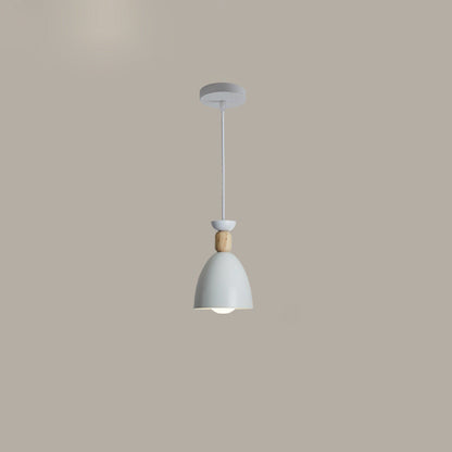 Modern Minimalist Round Cone Iron Wood 1/3 Light Island Light Chandelier For Dining Room