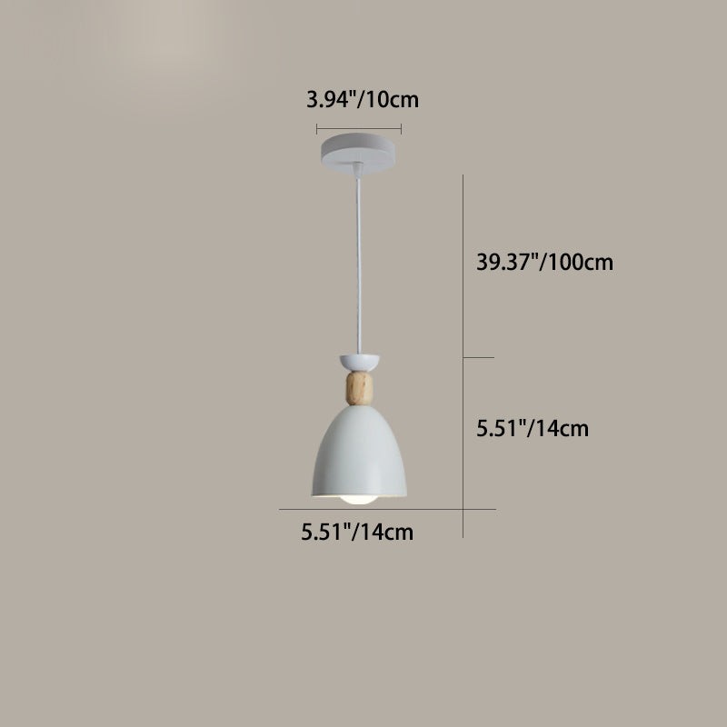 Modern Minimalist Round Cone Iron Wood 1/3 Light Island Light Chandelier For Dining Room
