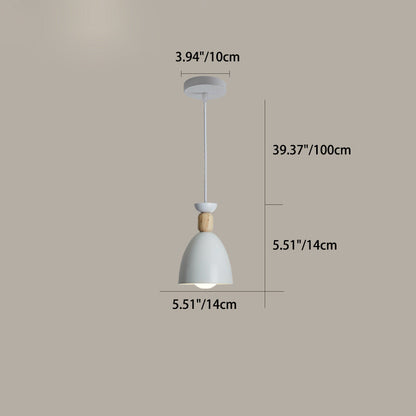 Modern Minimalist Round Cone Iron Wood 1/3 Light Island Light Chandelier For Dining Room