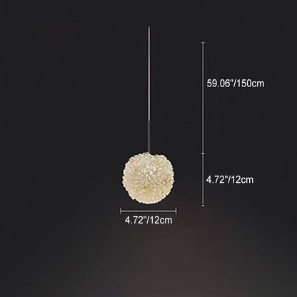 Modern Minimalist Round Ball Full Copper Crystal 1-Light Pendant Light For Bedroom