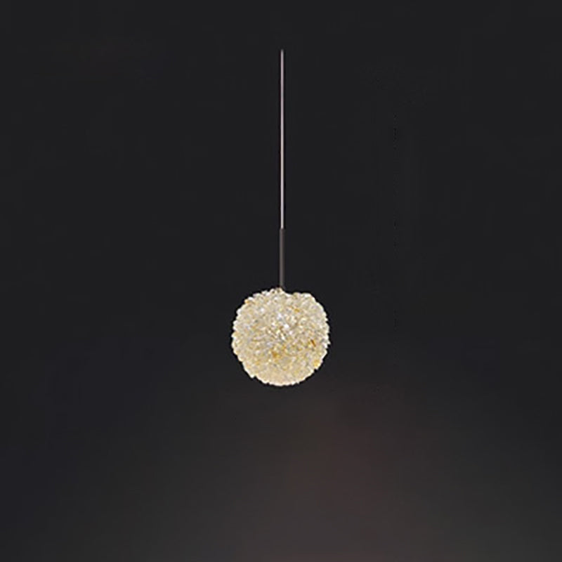 Modern Minimalist Round Ball Full Copper Crystal 1-Light Pendant Light For Bedroom