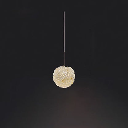 Modern Minimalist Round Ball Full Copper Crystal 1-Light Pendant Light For Bedroom