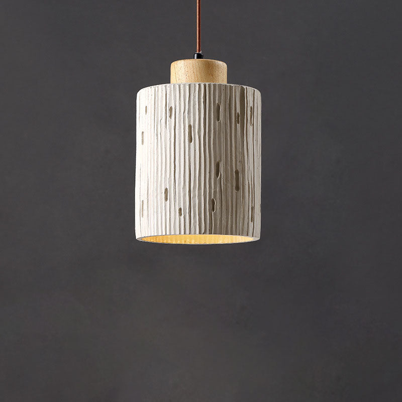 Modern Minimalist Cylinder High Mixed Clay 1-Light Pendant Light For Living Room