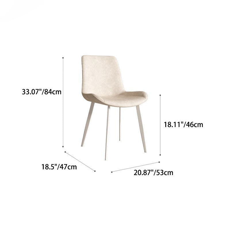 Contemporary Scandinavian PU Leather Carbon Steel Sponge Square Curved Dinining Chair Backrest For Dining Room