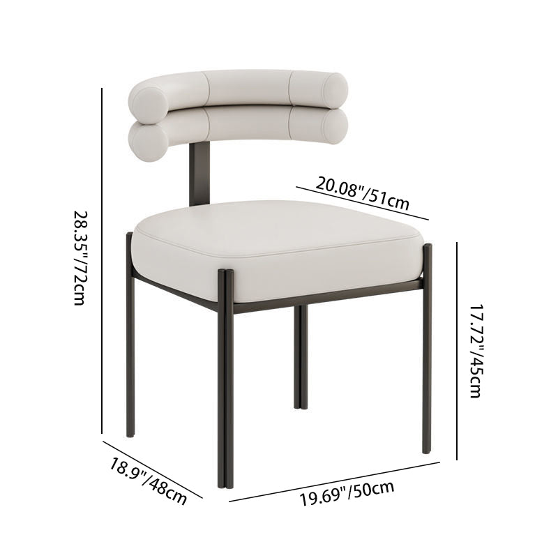 Contemporary Creative Half Arc Square Faux Leather Metal Dining Chair Backrest Armless For Dining Room
