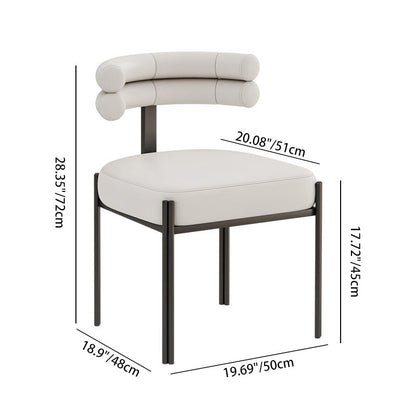 Contemporary Creative Half Arc Square Faux Leather Metal Dining Chair Backrest Armless For Dining Room