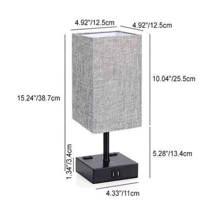 Modern Minimalist Rectangular Iron Fabric 1-Light Table Lamp