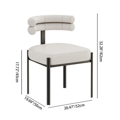 Contemporary Nordic Square Curved Backrest Microfiber Leather  Carbon Steel Dining Chair For Dining Room