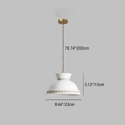 Modern Simplicity Ceramic Bowl Shape 1-Light Pendant Light For Living Room