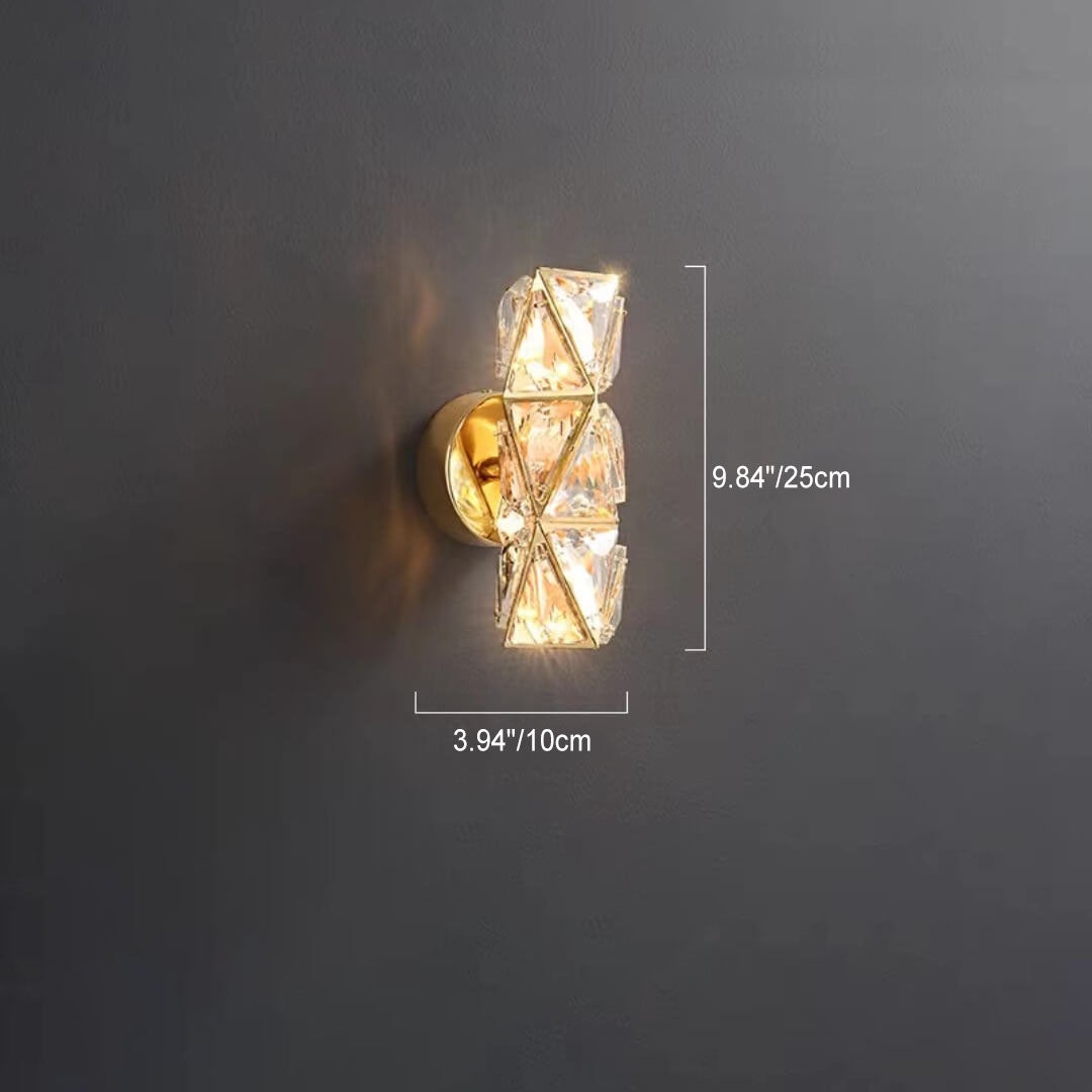 مصباح حائط LED عصري فاخر من الكريستال الذهبي مع نسيج الماس 