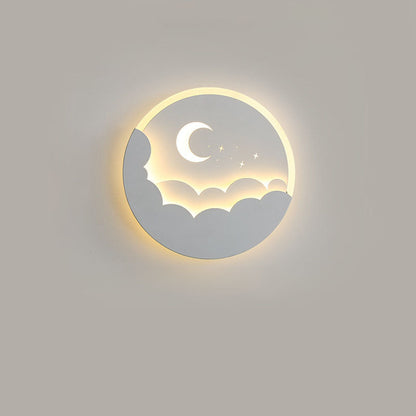Modern Simplicity Round Moon Iron Aluminum Acrylic LED Flush Mount Ceiling Light For Bedroom