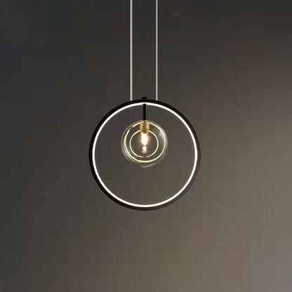 Modern Minimalist Circle Orb Iron Glass 1/3/5 Light Pendant Light For Living Room