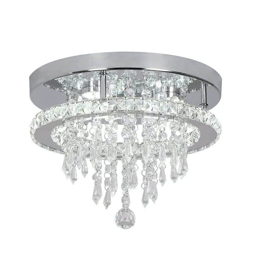 Modern Light Luxury Round Crystal LED Flush Mount Ceiling Light