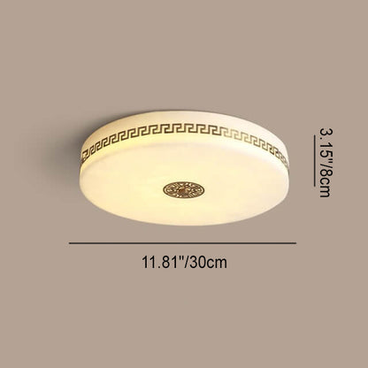 Modern Chinese Marble Round Copper Texture LED Flush Mount Ceiling Light