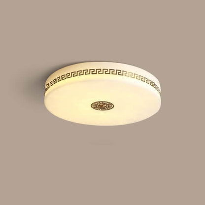Modern Chinese Marble Round Copper Texture LED Flush Mount Ceiling Light