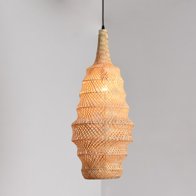 Traditional Chinese Conch Shape Hardware Bamboo 1-Light Pendant Light For Living Room