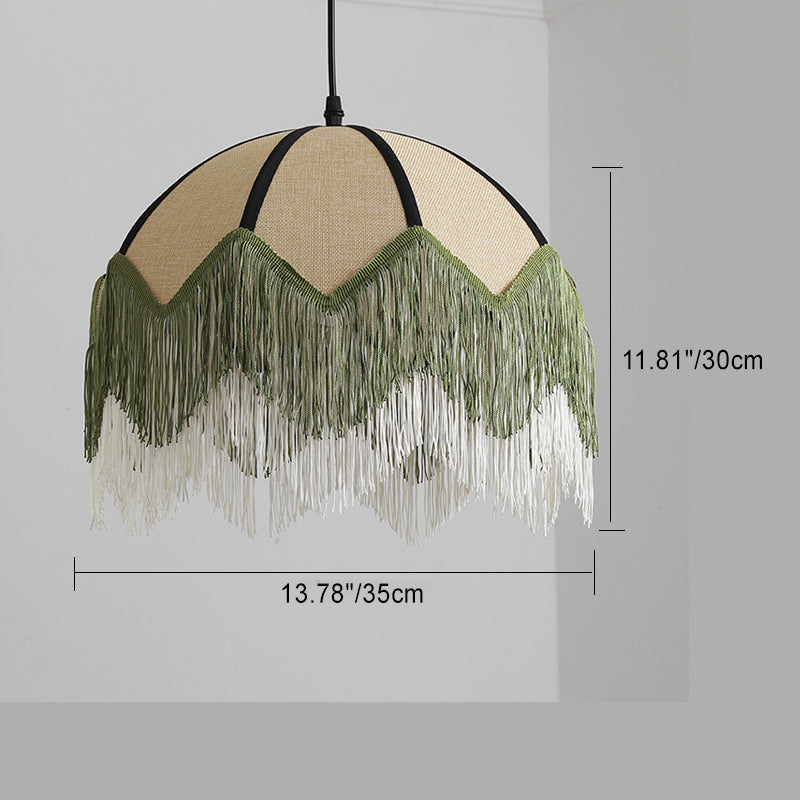 Traditional Vintage Flower Shaped Fabric Iron 1-Light Pendant Light For Living Room