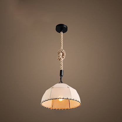 Traditional Rustic Fabric Semicircle Lampshade 1-Light Pendant Light For Dining Room