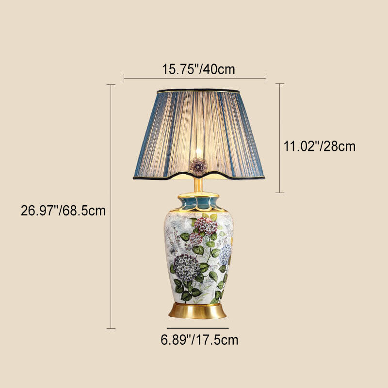 Modern Luxury Painted Fabric Ceramic 1-Light Table Lamp