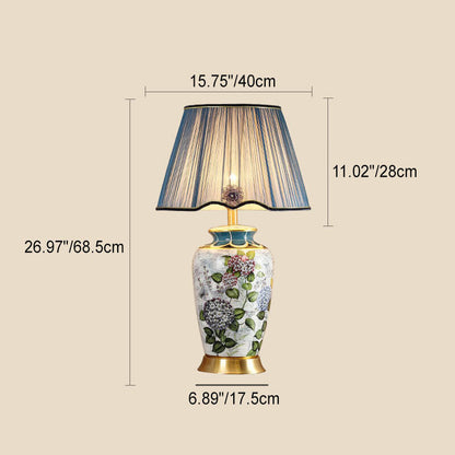 Modern Luxury Painted Fabric Ceramic 1-Light Table Lamp