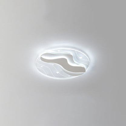 Modern Minimalist Round Starry Sky Effect LED Slim Flush Mount Ceiling Light