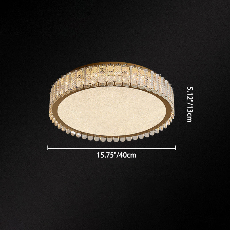 Contemporary Luxury Round Crystal Stainless Steel LED Flush Mount Ceiling Light For Bedroom