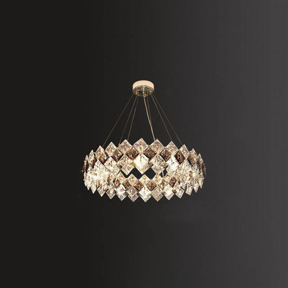 Contemporary Luxury Crystal Diamond Circle Plated Hardware 5/6/7/8/10/14 Light Chandelier For Living Room