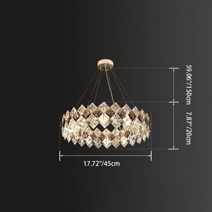 Contemporary Luxury Crystal Diamond Circle Plated Hardware 5/6/7/8/10/14 Light Chandelier For Living Room