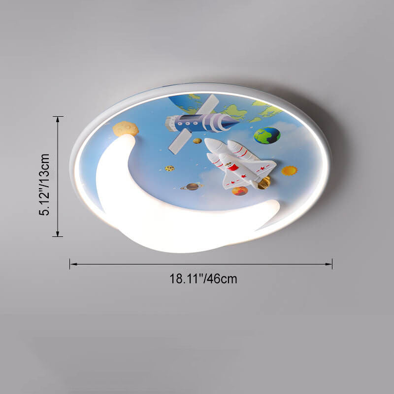 Nordic Minimalist Cartoon Resin Round LED Flush Mount Ceiling Light