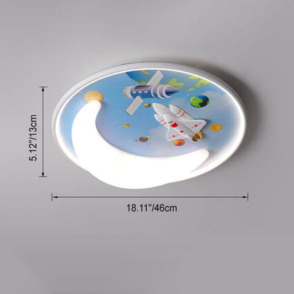 Nordic Minimalist Cartoon Resin Round LED Flush Mount Ceiling Light