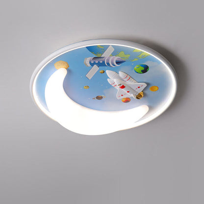 Nordic Minimalist Cartoon Resin Round LED Flush Mount Ceiling Light
