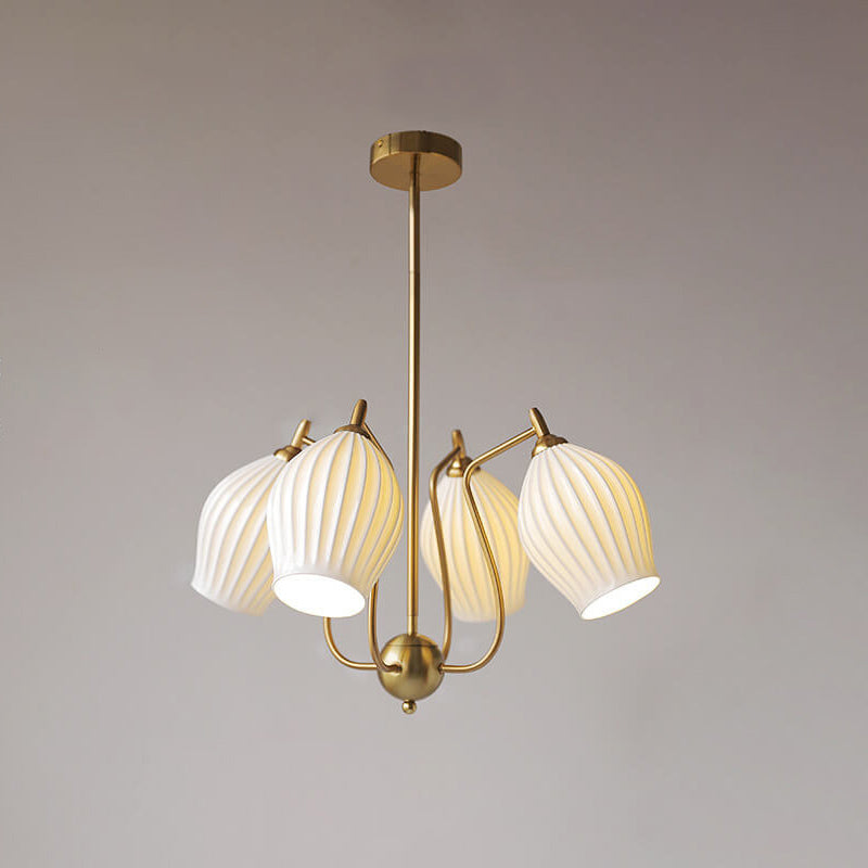 Vintage Minimalist Tulip Ceramic 4/6 Light Chandelier