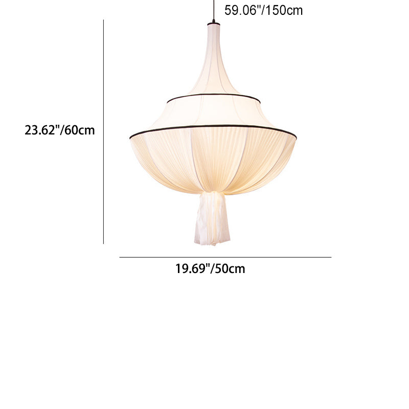 Modern Minimalist Cake Hardware Fabric 3-Light Chandelier For Living Room