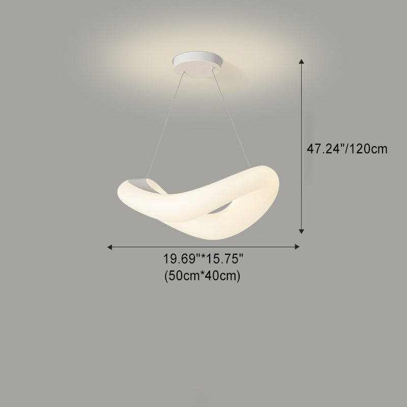 مصباح LED معلق بتصميم عصري بسيط من مادة البولي إيثيلين على شكل حلقة مموجة لغرفة النوم