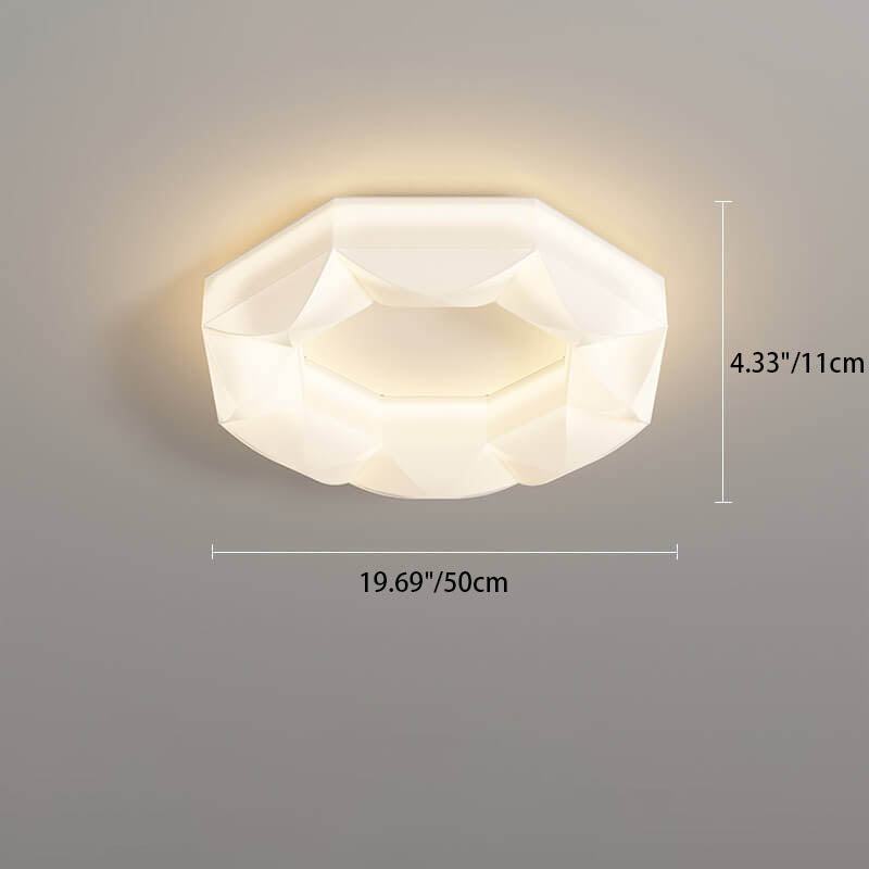 北欧クリエイティブなホワイトポリゴン錬鉄製LEDフラッシュマウントシーリングライト