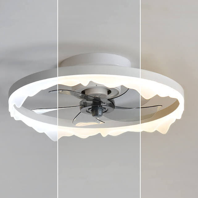 Minimalist Round Acrylic Border LED Semi-Flush Mount Ceiling Fan Light