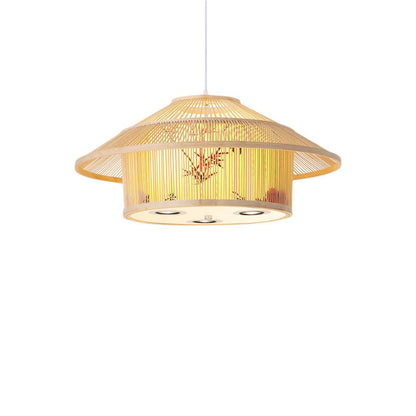 Modern Chinese Bamboo Weaving Lantern Hat 2/6 Light Chandelier