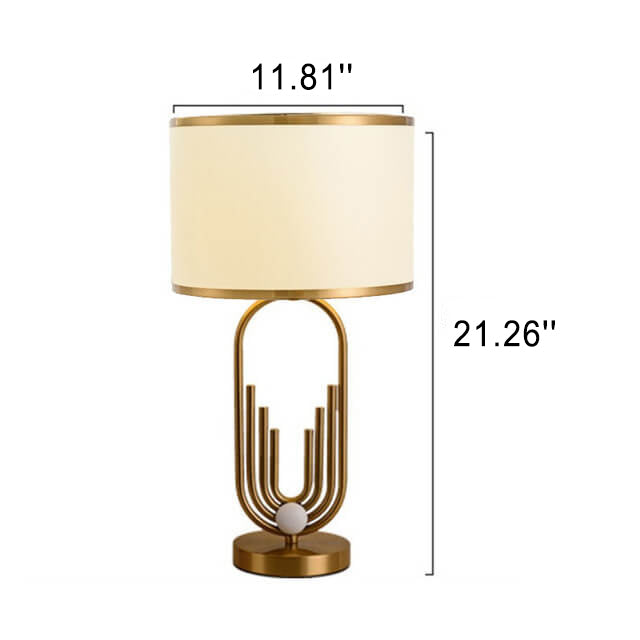 European Fabric Metal Ring Base 1-Light Table Lamp