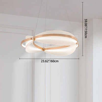 Modern Art Deco Acrylic Petal Interweaving Ring Aluminum LED Pendant Light For Living Room