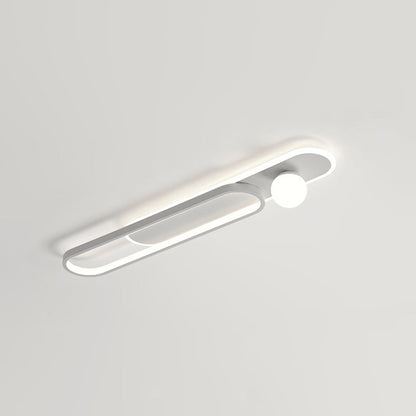 Modern Minimalist Geometric Oval Ring Spheroid Combination LED Flush Mount Ceiling Light For Living Room