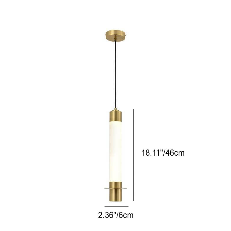 Minimalist Light Luxury Gold Cylindrical Aluminum Acrylic LED Pendant Light