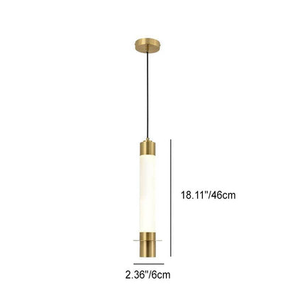 Minimalist Light Luxury Gold Cylindrical Aluminum Acrylic LED Pendant Light