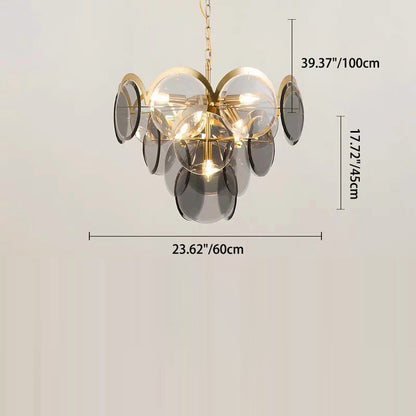Contemporary Luxury Iron Glass Conic 7/13 Light Chandelier For Living Room