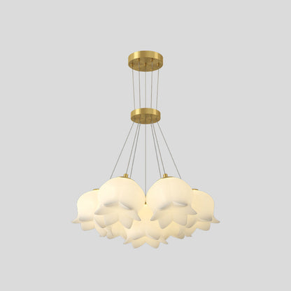 Traditional French Copper Plastic Lily Of The Valley Flower 7/13/19 Light Chandeliers For Dining Room