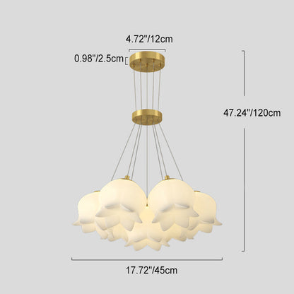 Traditional French Copper Plastic Lily Of The Valley Flower 7/13/19 Light Chandeliers For Dining Room
