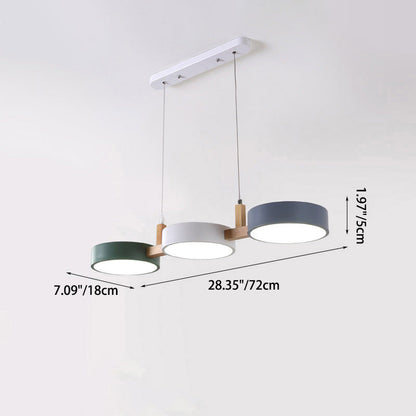 ثريا جزيرة LED معاصرة من الخشب الصلب مصنوعة من الأكريليك والمعدن بتصميم دائري على طراز الماكارون الإسكندنافي لغرفة الطعام 