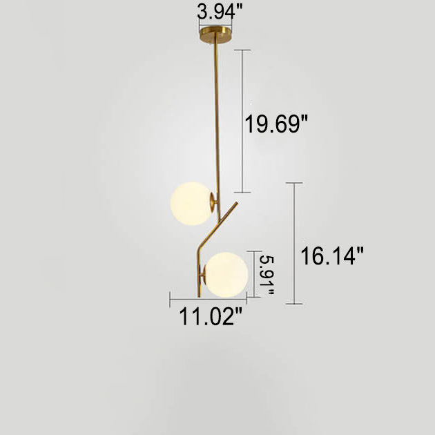 Nordic Creative Minimalist Round Ball Iron Glass 2-Light Pendant Light