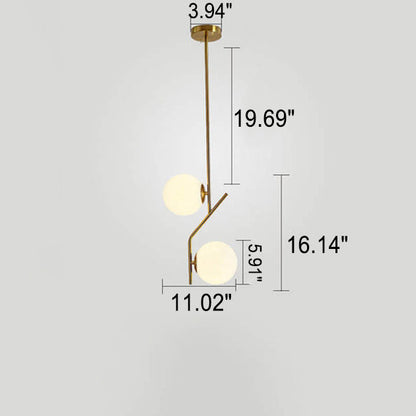 Nordic Creative Minimalist Round Ball Iron Glass 2-Light Pendant Light